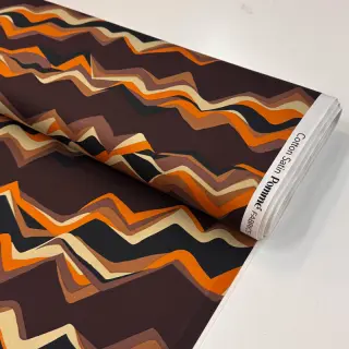 Țesătură din bumbac SATIN Abstract waves dark brown