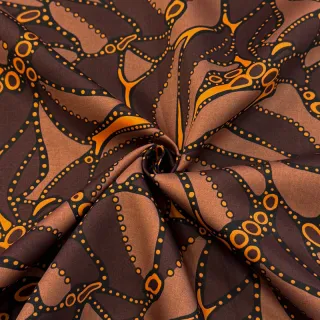 Țesătură din bumbac SATIN Abstract dark brown