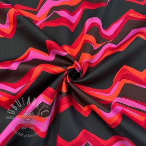 Țesătură din bumbac SATIN Abstract waves dark red