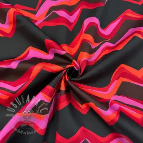 Țesătură din bumbac SATIN Abstract waves dark red