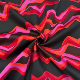 Țesătură din bumbac SATIN Abstract waves dark red