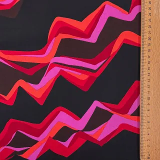 Țesătură din bumbac SATIN Abstract waves dark red