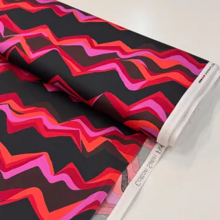 Țesătură din bumbac SATIN Abstract waves dark red
