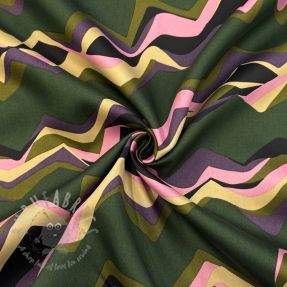 Țesătură din bumbac SATIN Abstract waves dark green