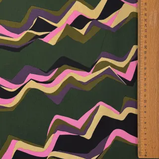 Țesătură din bumbac SATIN Abstract waves dark green