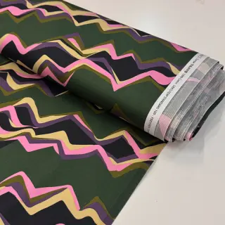 Țesătură din bumbac SATIN Abstract waves dark green