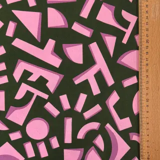 Țesătură din bumbac SATIN Geometric dark green