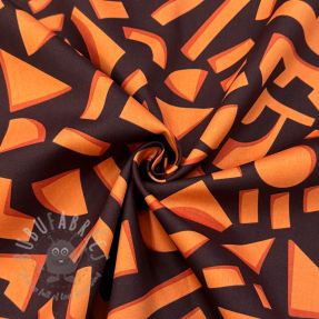 Țesătură din bumbac SATIN Geometric dark brown