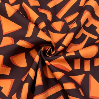 Țesătură din bumbac SATIN Geometric dark brown
