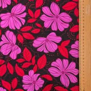 Țesătură din bumbac SATIN Autumn flowers dark red
