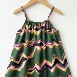 Țesătură din bumbac SATIN Abstract waves dark green