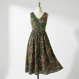 Țesătură din bumbac SATIN Abstract dark green