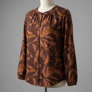 Țesătură din bumbac SATIN Abstract dark brown