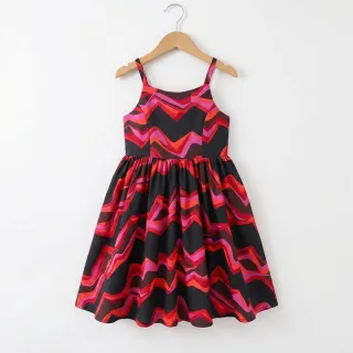 Țesătură din bumbac SATIN Abstract waves dark red