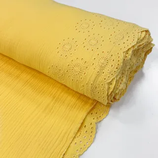 Mușelină 1-side border soft yellow