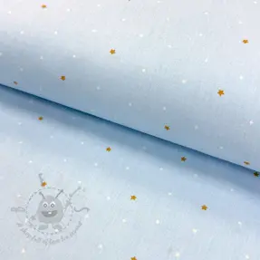 Țesătură din bumbac Sweet bear star light blue ORGANIC