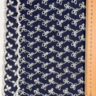 Țesătură din bumbac EMBROIDERY Rosemary navy
