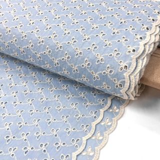 Țesătură din bumbac EMBROIDERY Rosemary light blue