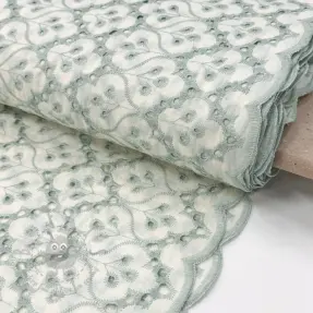 Țesătură din bumbac EMBROIDERY Lilian mint