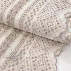Țesătură din bumbac EMBROIDERY Lilian beige