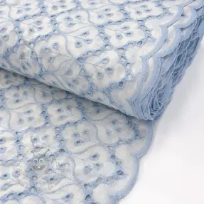 Țesătură din bumbac EMBROIDERY Lilian blue