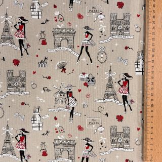 Țesătură decorativă Linenlook Cute Paris multico
