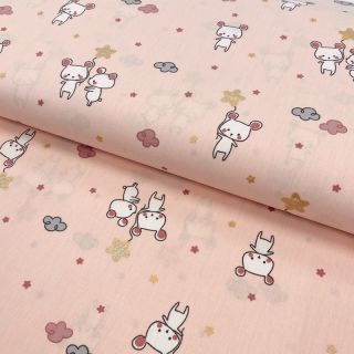 Țesătură din bumbac Glitter sweet mouse powder