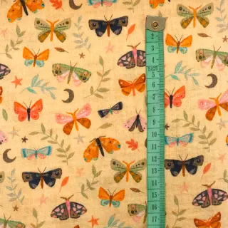 Mușelină Butterflies soft yellow digital print