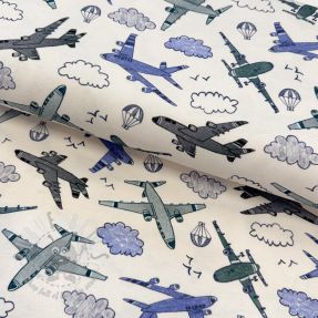 Tricot Airplanes ecru digital print