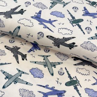 Tricot Airplanes ecru digital print
