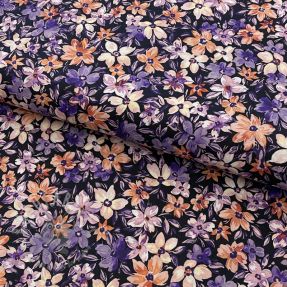 Țesătură din bumbac Sketched meadow black digital print