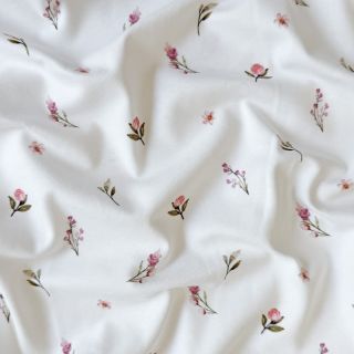 Tricot Rabbits and flowers TOSSSED white digital print