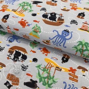 Tricot Pirates island light grey ORGANIC