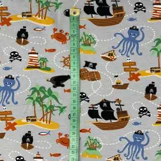 Tricot Pirates island light grey ORGANIC