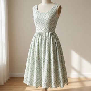 Țesătură din bumbac EMBROIDERY Lilian mint