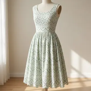 Țesătură din bumbac EMBROIDERY Lilian mint