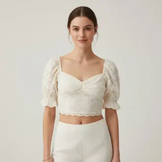 Țesătură din bumbac EMBROIDERY Rosemary white