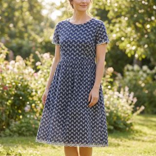 Țesătură din bumbac EMBROIDERY Rosemary navy