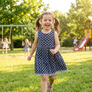 Țesătură din bumbac EMBROIDERY Rosemary navy