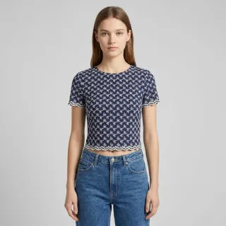 Țesătură din bumbac EMBROIDERY Rosemary navy