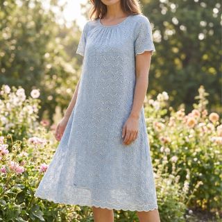 Țesătură din bumbac EMBROIDERY Rosemary light blue