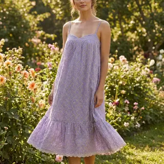 Țesătură din bumbac EMBROIDERY Rosemary lilac