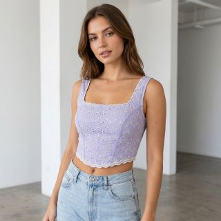 Țesătură din bumbac EMBROIDERY Rosemary lilac