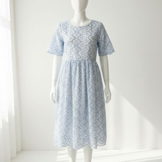 Țesătură din bumbac EMBROIDERY Lilian blue