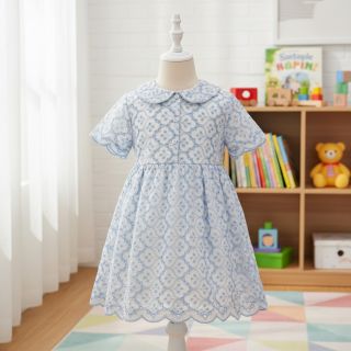 Țesătură din bumbac EMBROIDERY Lilian blue