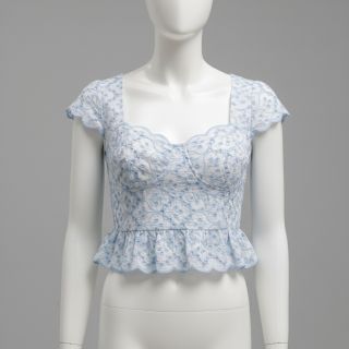 Țesătură din bumbac EMBROIDERY Lilian blue