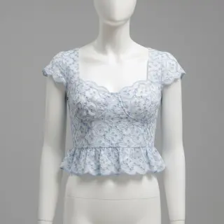 Țesătură din bumbac EMBROIDERY Lilian blue