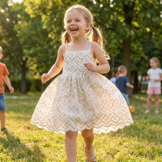 Țesătură din bumbac EMBROIDERY Lilian natural