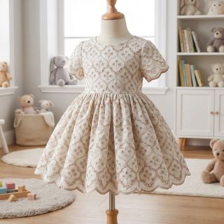 Țesătură din bumbac EMBROIDERY Lilian natural