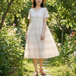 Țesătură din bumbac EMBROIDERY Lilian natural